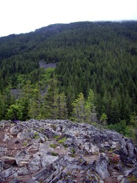 View up toward Mailbox Peak from Dirty Harry's Balcony