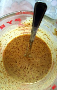 mustard pyrex spoon