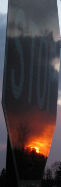 sunset stop sign