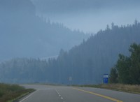 Canadian fire haze road