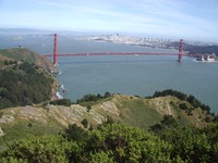 Golden Gate Bridge curving Earth
