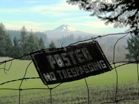 Hatton Road no trespassing with Mt Hood 117
