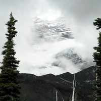 Mt Rainier wall behind the clouds