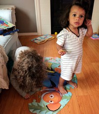 Olive and Zoey with Nemo puzzle