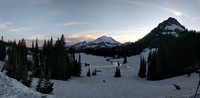 Rainier behind snowy Tipsoo pano