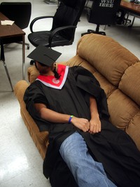 Scott graduation demostration of how to do schoolwork