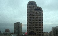 Seattle Building through rainy window