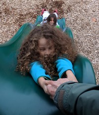Zoey and Olive BAR on a slide