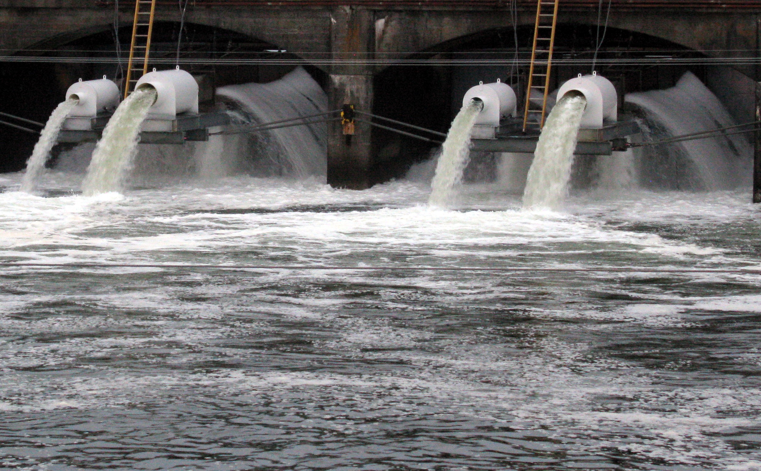 Ballard Locks water out the pipe