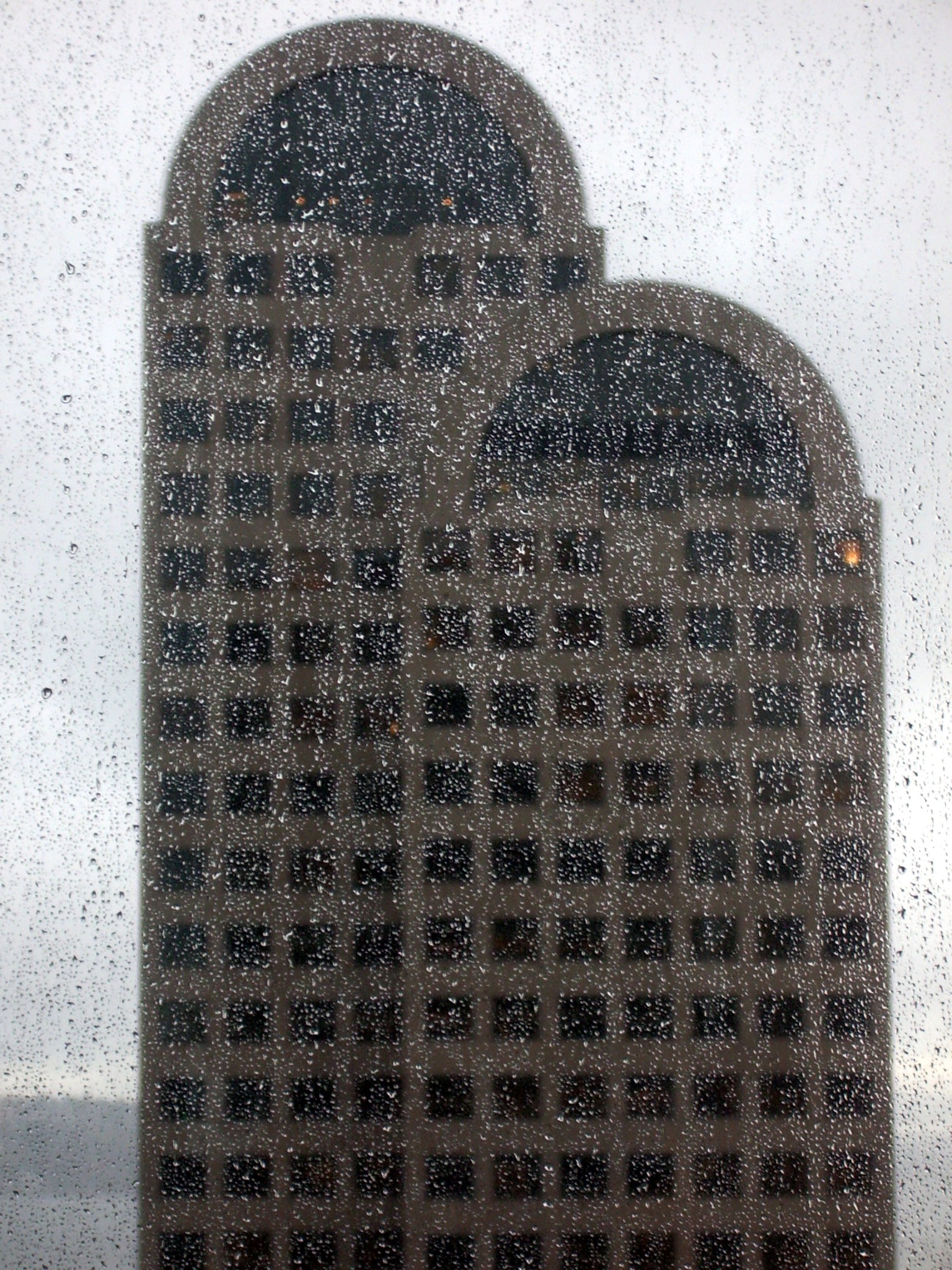 Seattle Building through rainy window