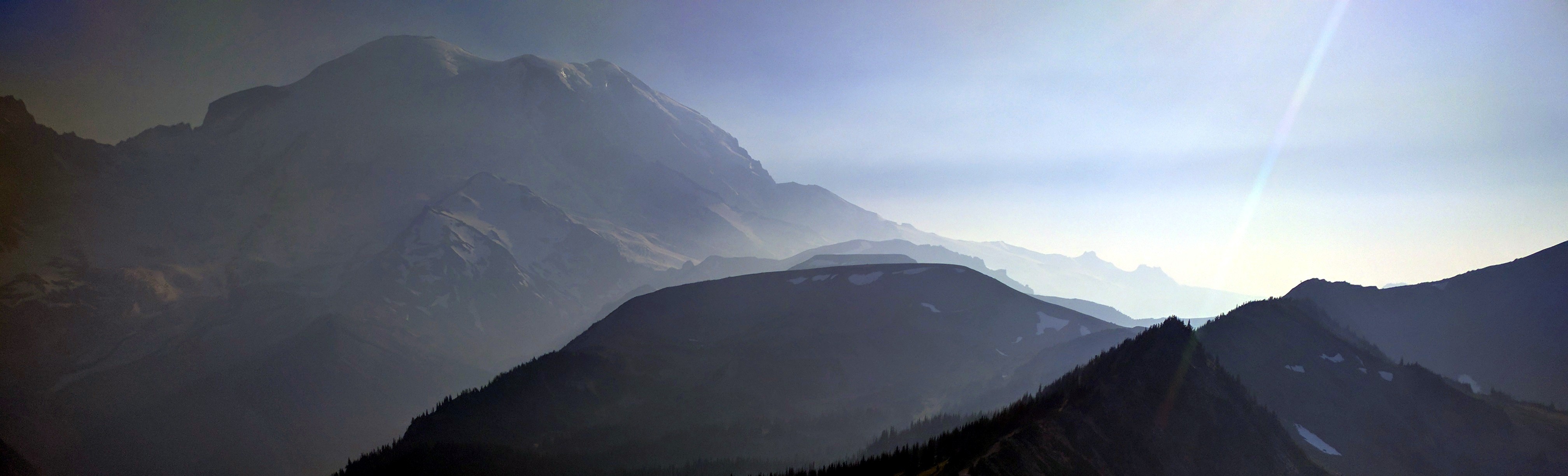 hazy Rainier from above Sunrise