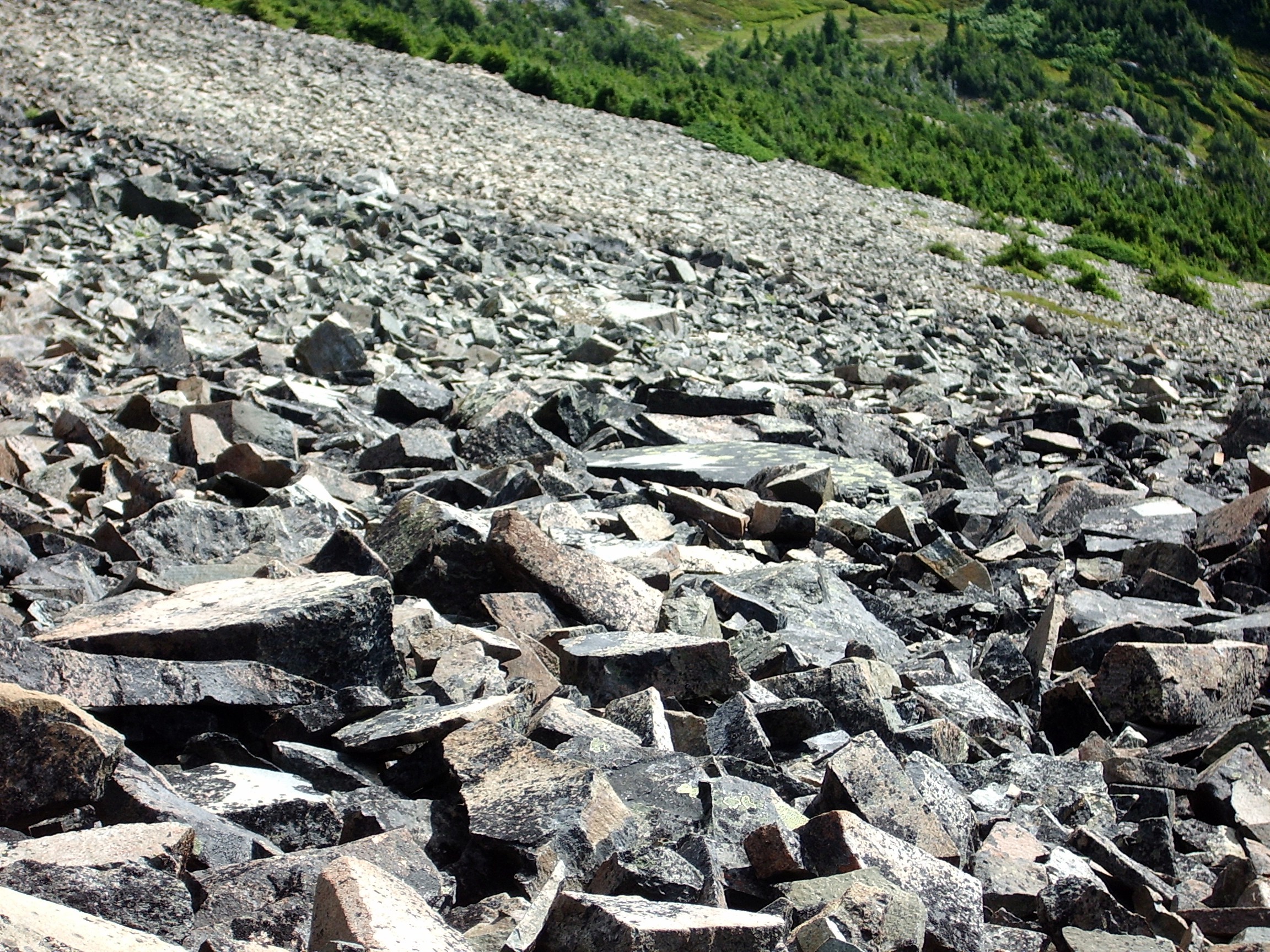 looking down Mt Fremont rocks