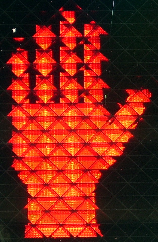 orange pedestrian stop hand