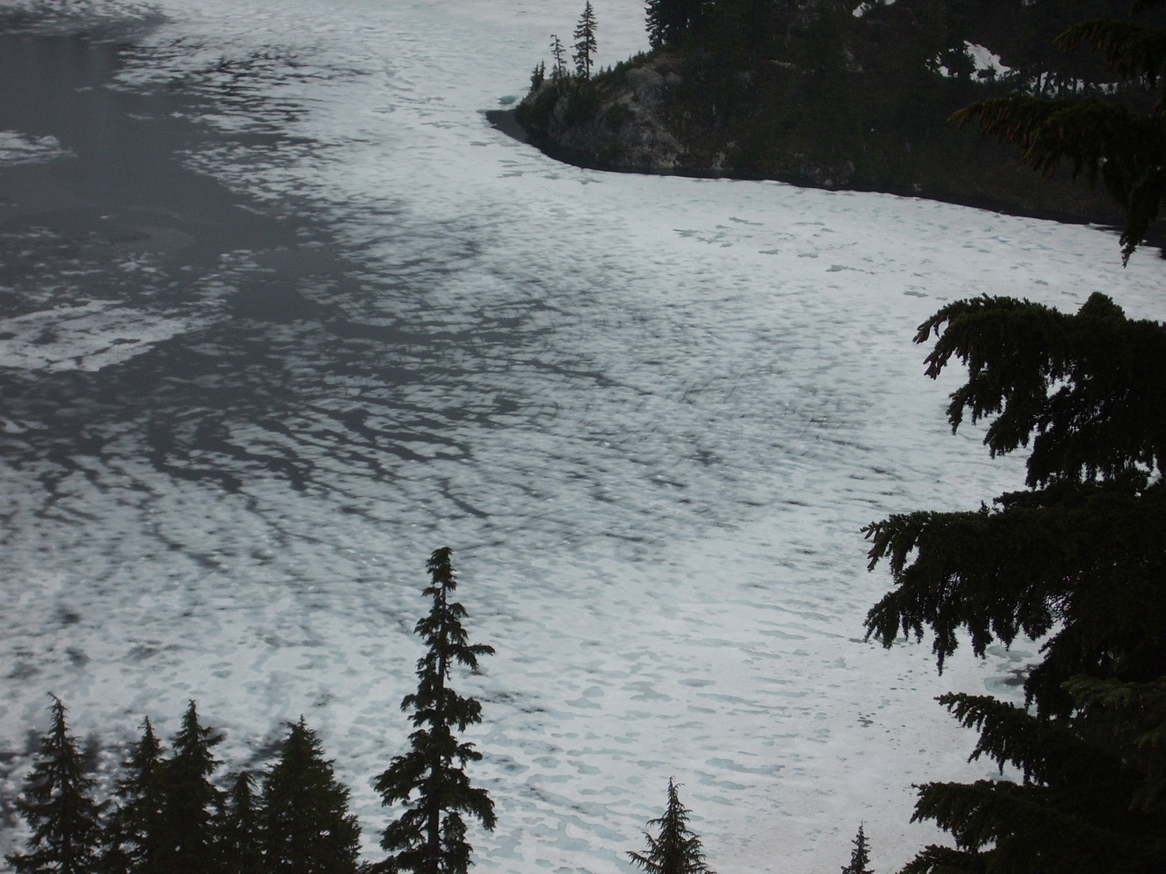 snow lake from high and cold