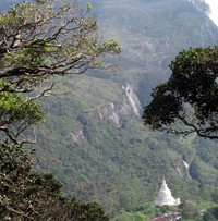 big waterfall and temple from Adams Peak trail