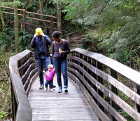 charlie zizi and summer on wallace falls trail