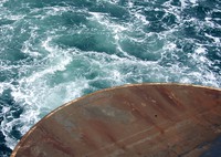 ferry pushing to the dock