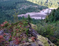looking down from north approach to Rattlesnake Ledge