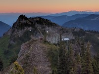 no name hill weather station in front of Yakima Peak at sunset