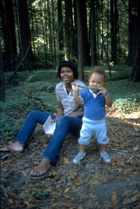 Imani with Scott chewing stick