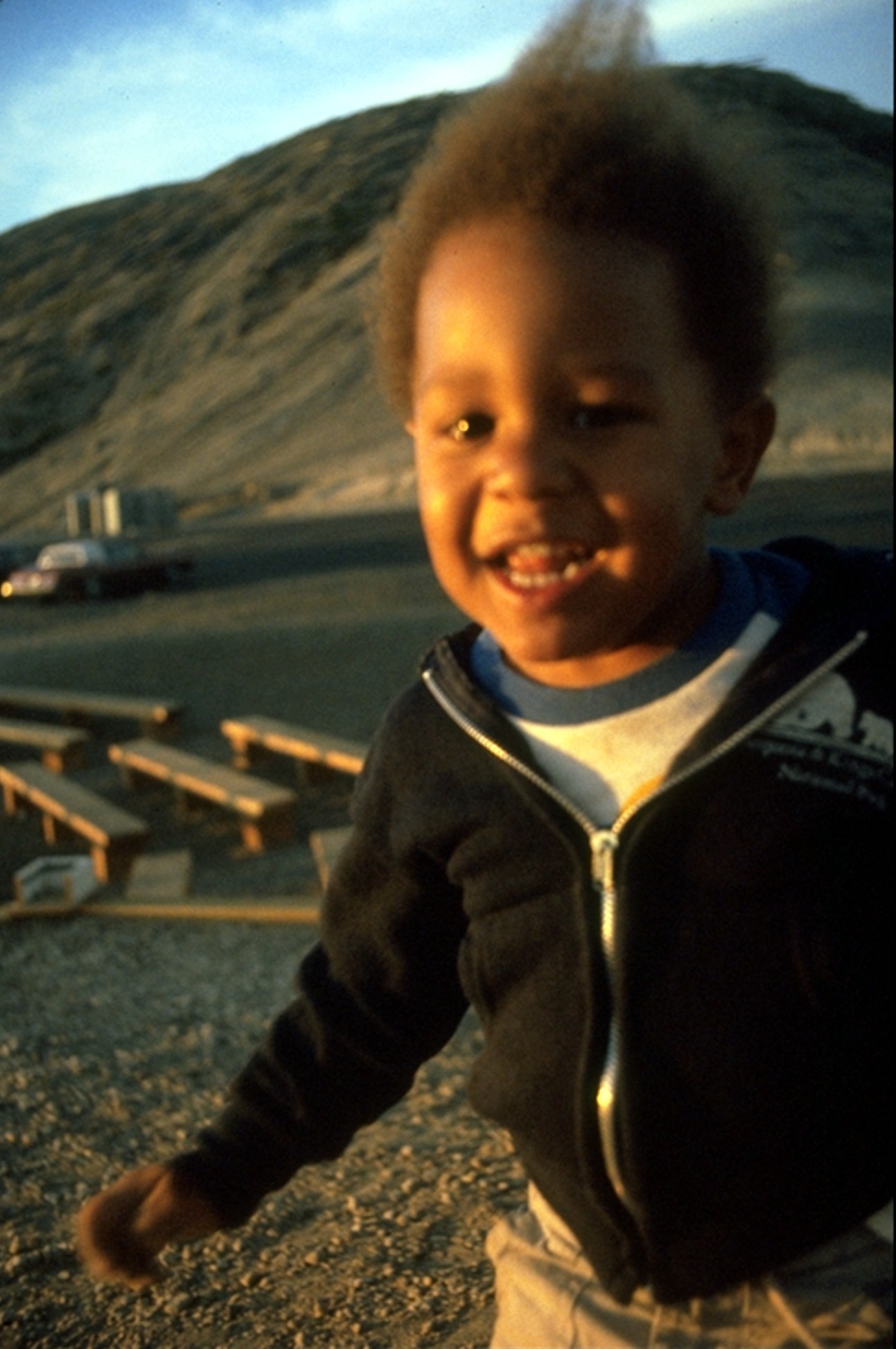 Scott in windy sunset on Mt St Helens