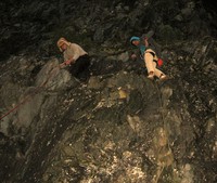 summer and charlie rock climbing