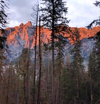 sunset on Middle Fork hills