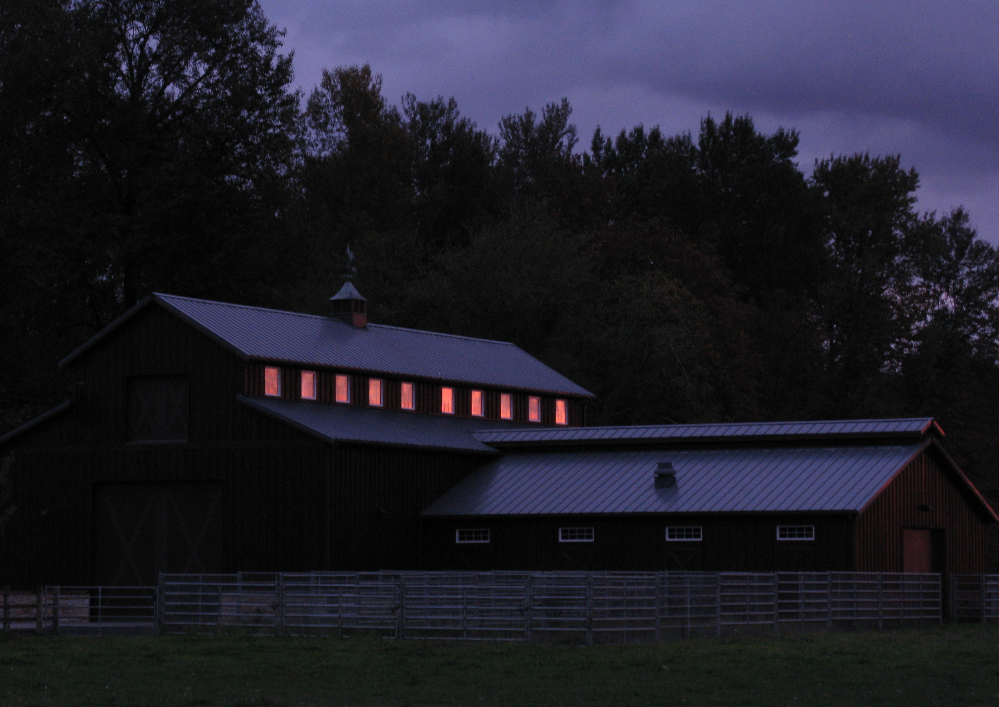 Green River barn at sunset