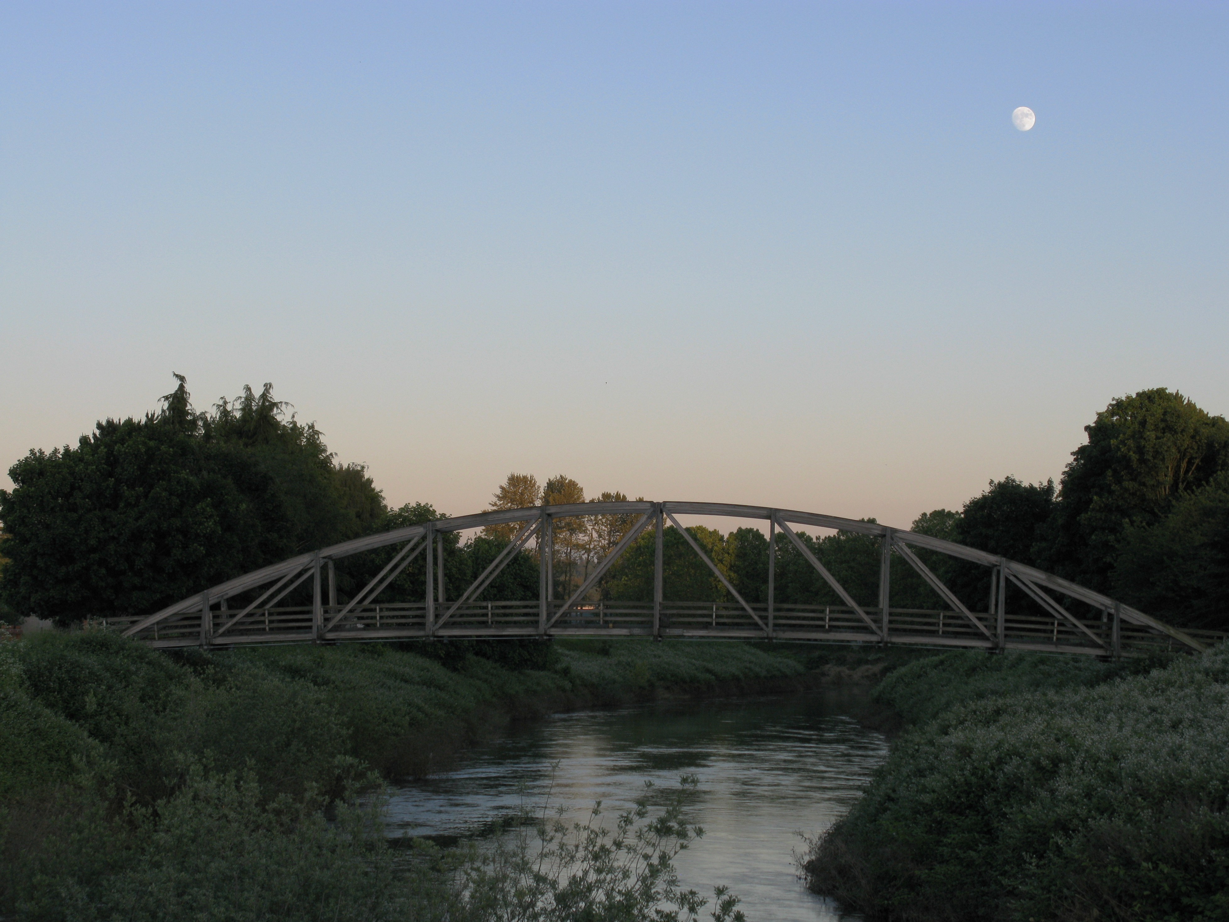 Tukwila bikeway bridge and moon