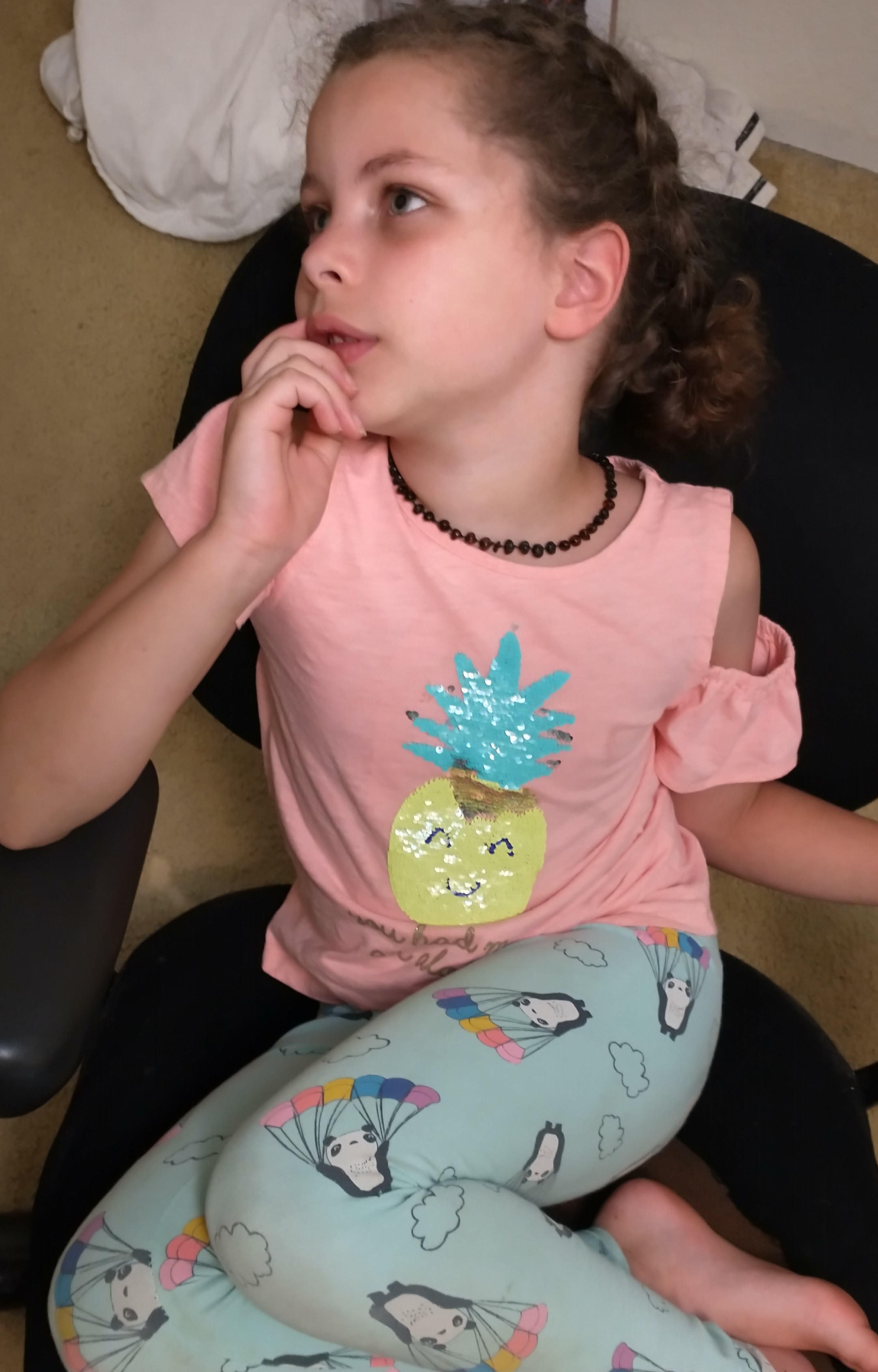 Zoey in computer room chair