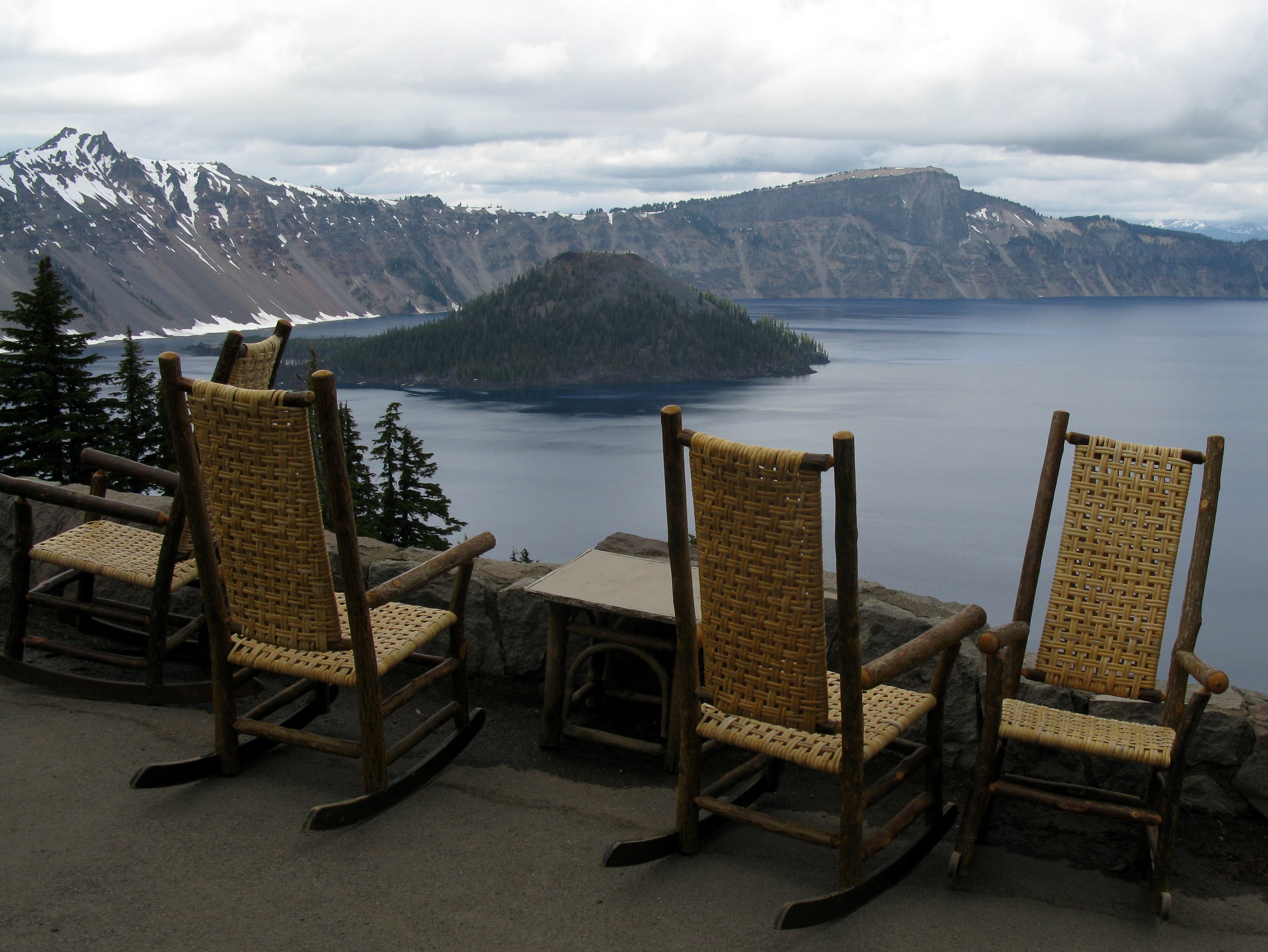 chairs at Crater Lake