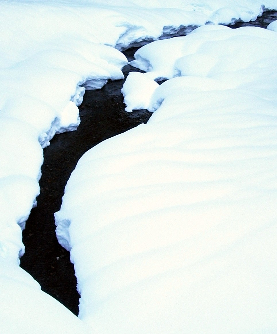creek covered by snow