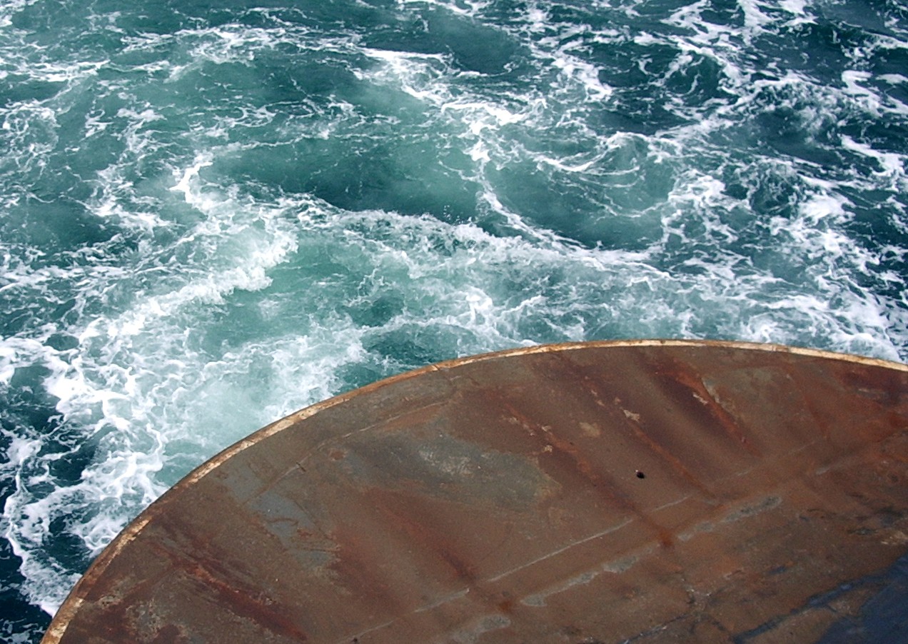 ferry pushing to the dock