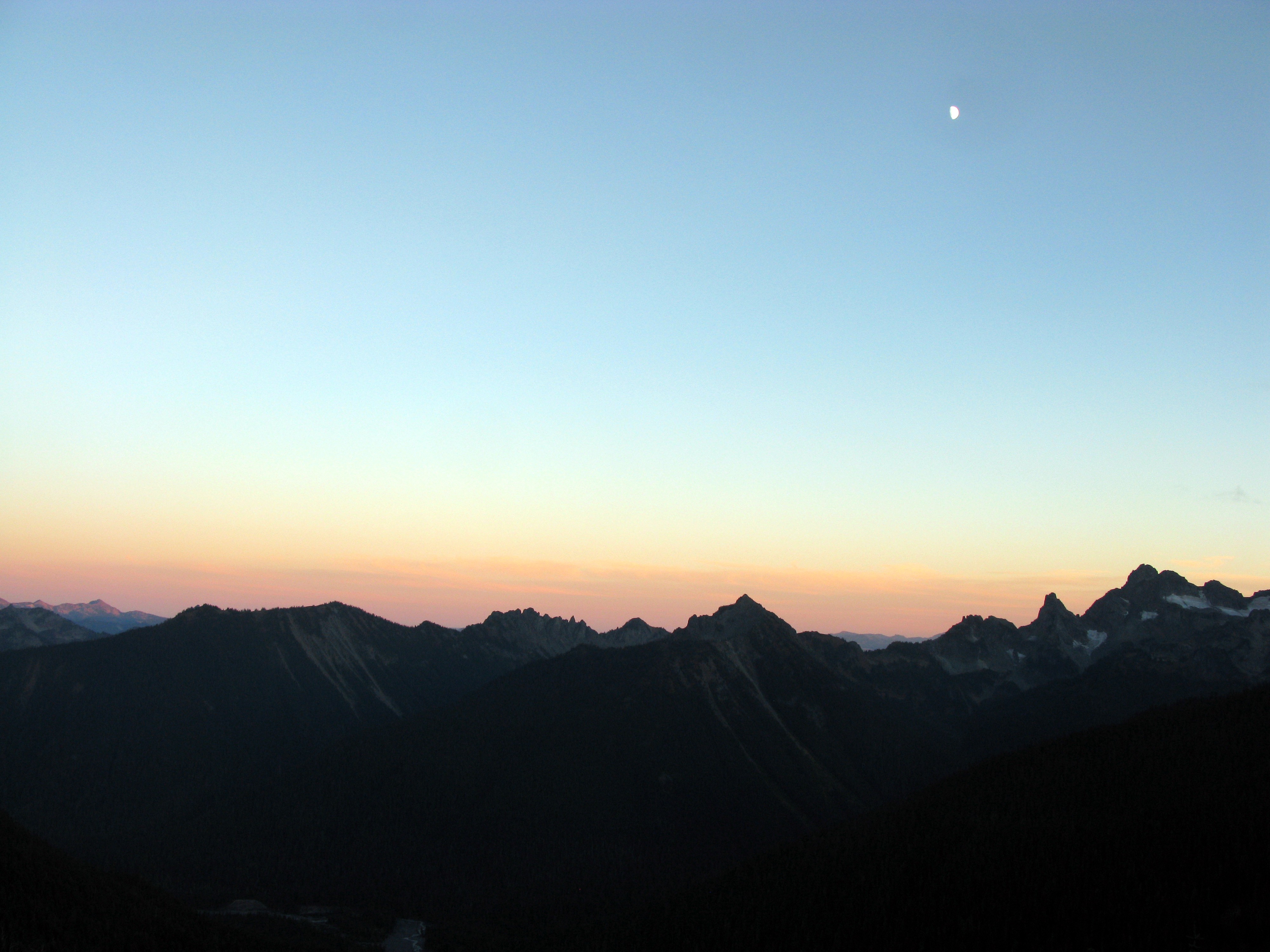moon over the Cascades