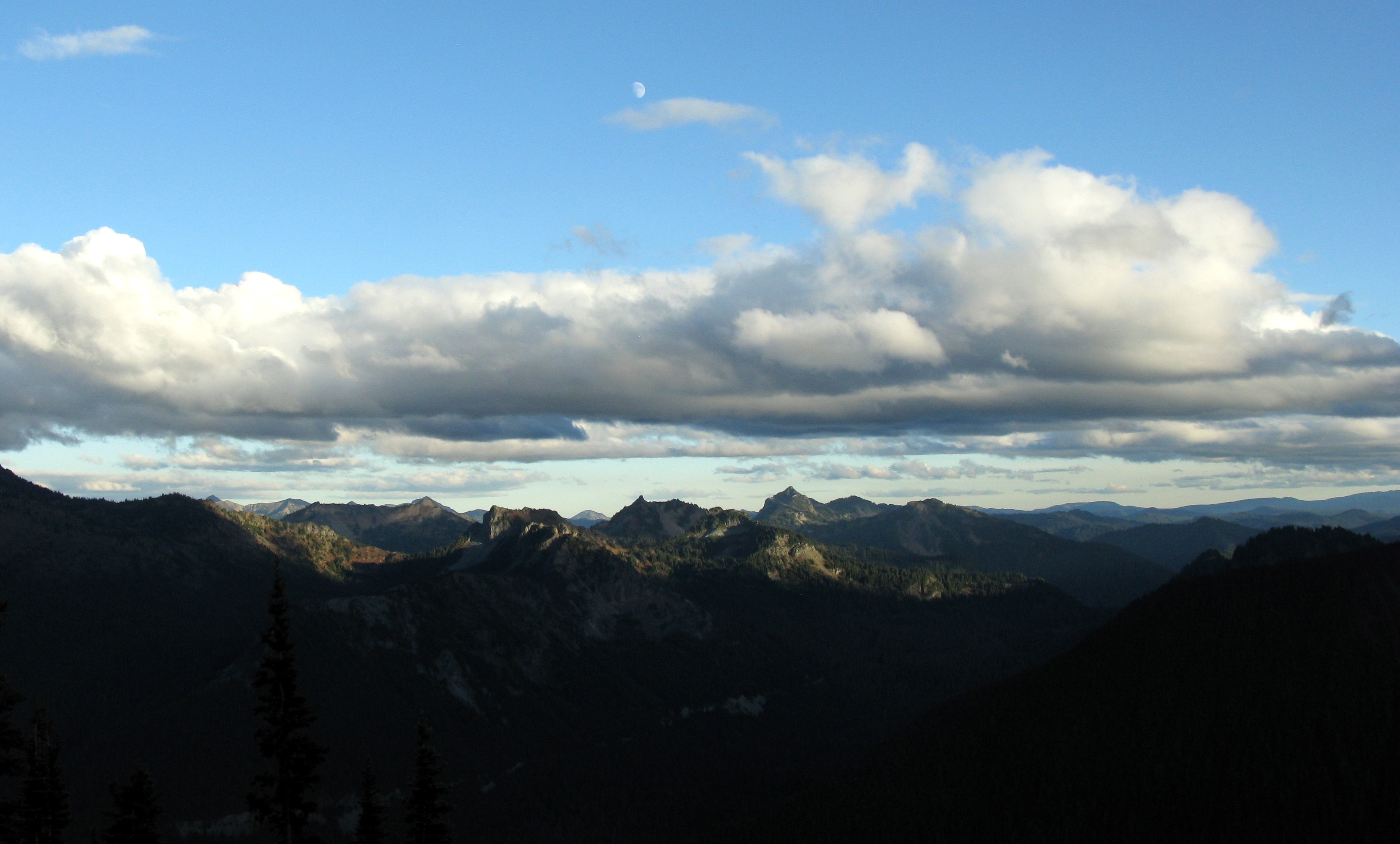 moon over the Cascades