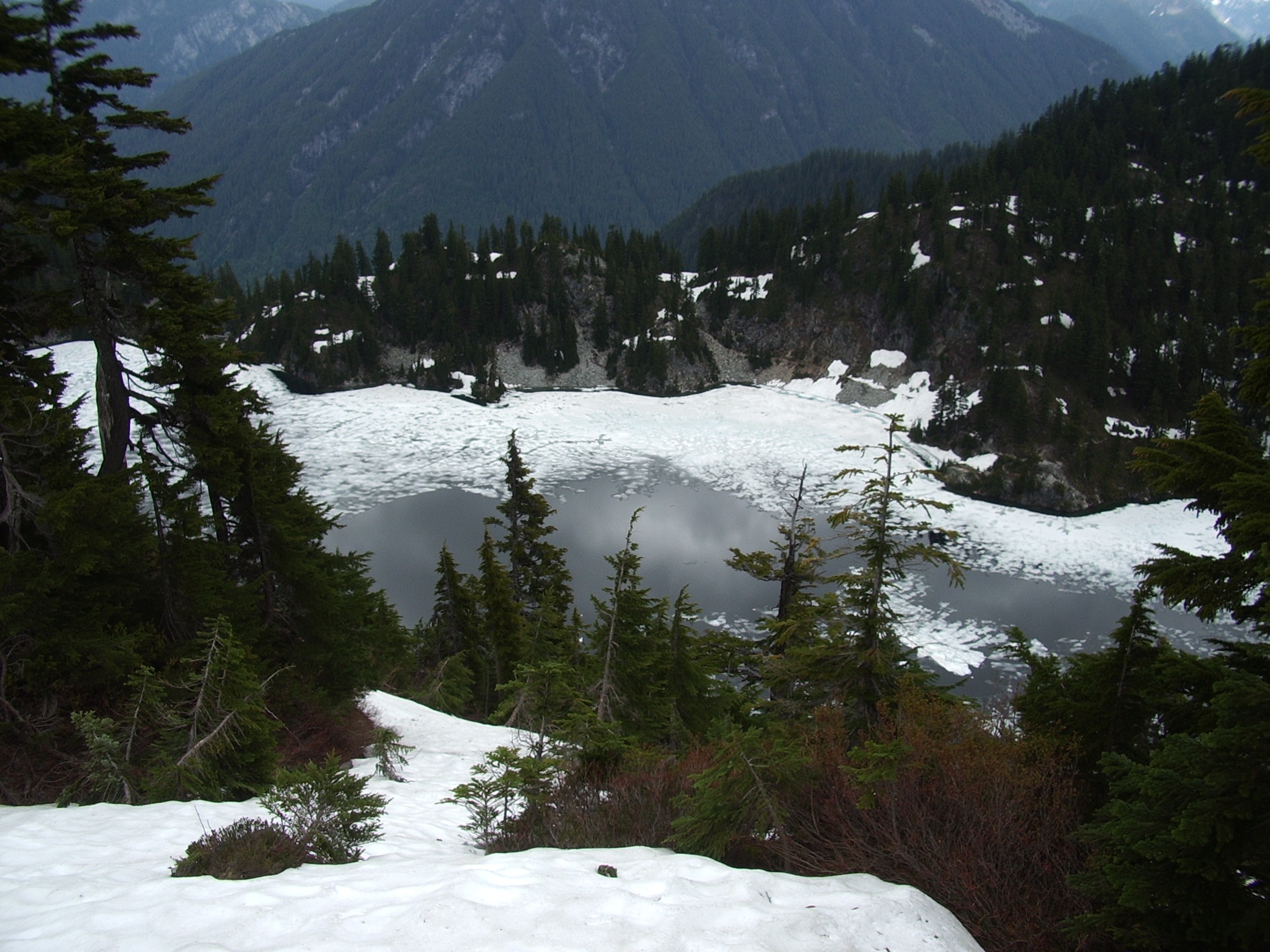 snow lake from high and cold